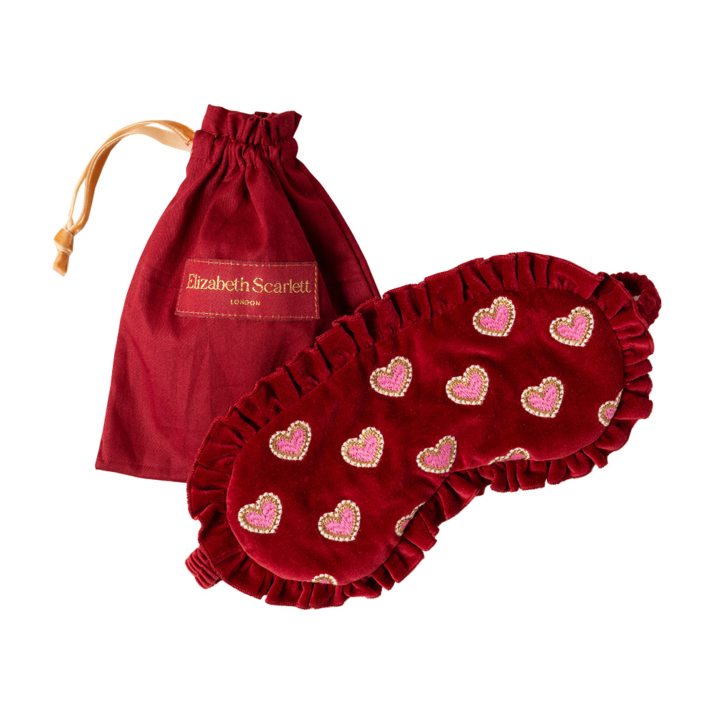 Elizabeth Scarlett Love Hearts Rouge Frill Eye Mask